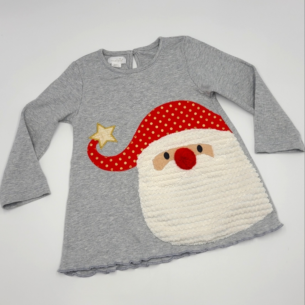 Mud Pie girls' Christmas Santa top size 2T